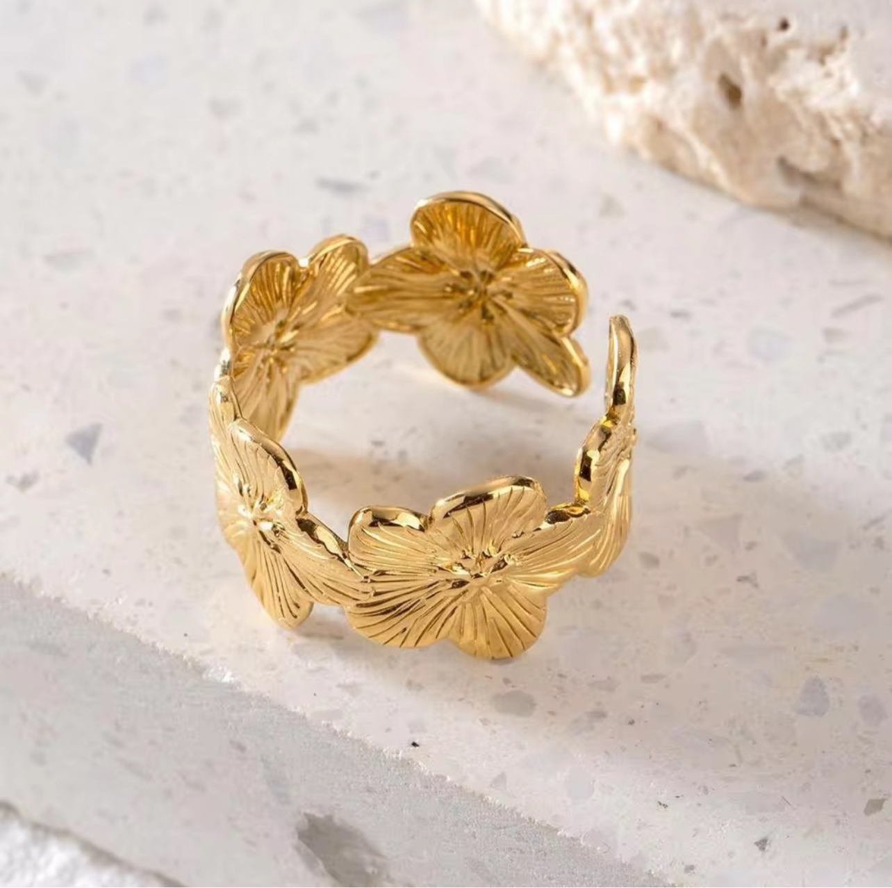 Golden Bloom Adjustable Ring