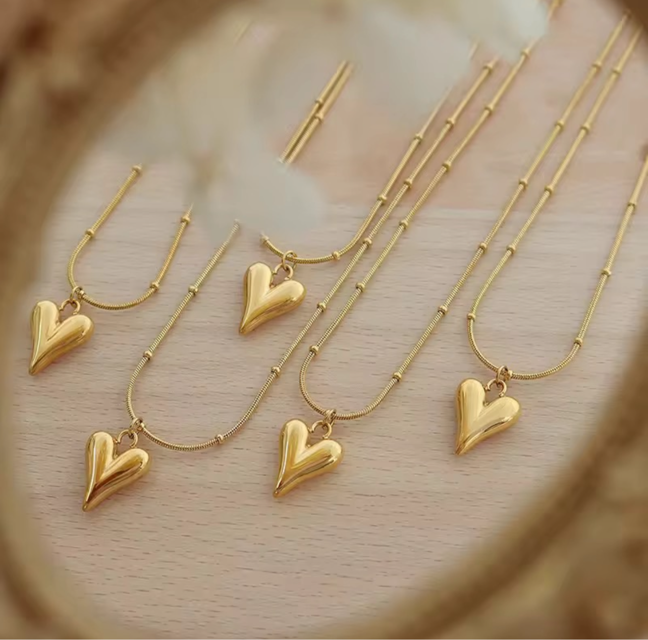 Golden Love Slim Heart Pendant