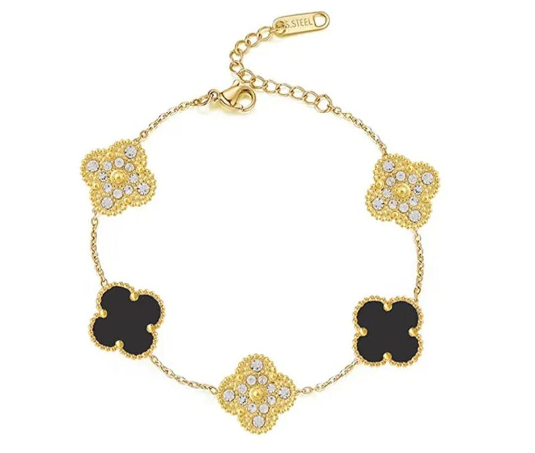 Gold/Black Clover Bracelet