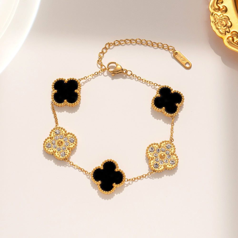 Gold/Black Clover Bracelet