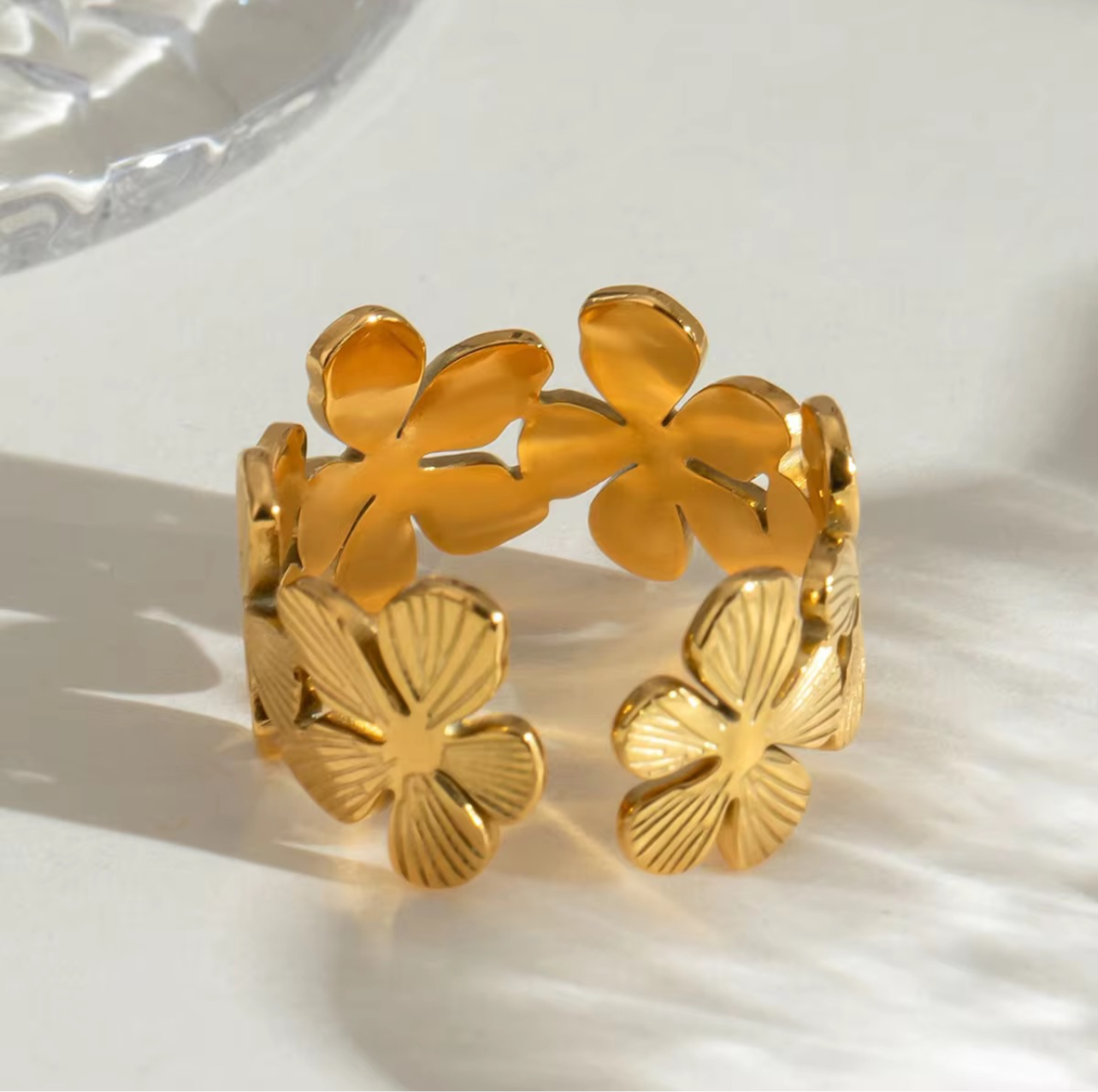 Golden Bloom Adjustable Ring