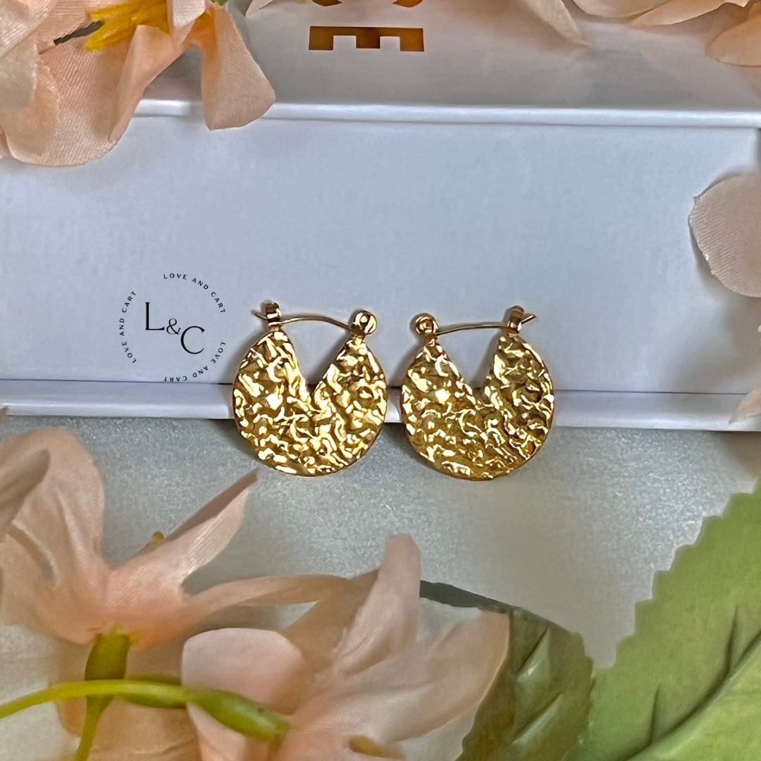 18k Gold Plated Solid Pattern Hoops