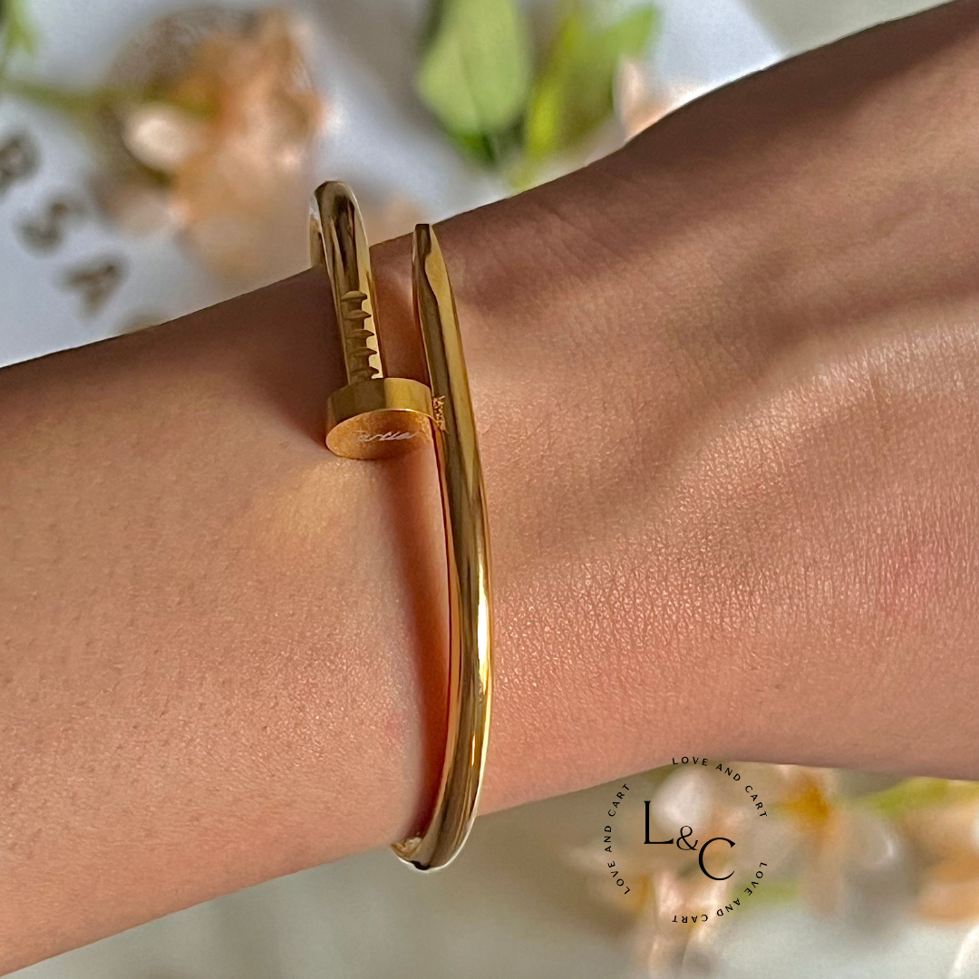 Cartier Inspired 18k Gold Nail Bangle