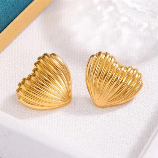 Golden Shell Heart Studs