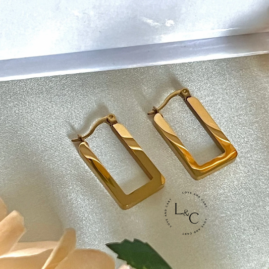 18k Gold Plated Rectangular Earrings