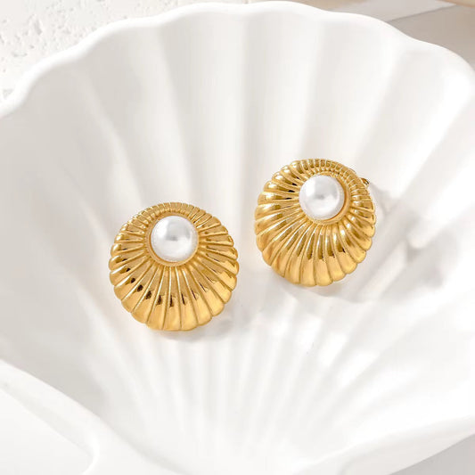Golden Pearl Shell Studs