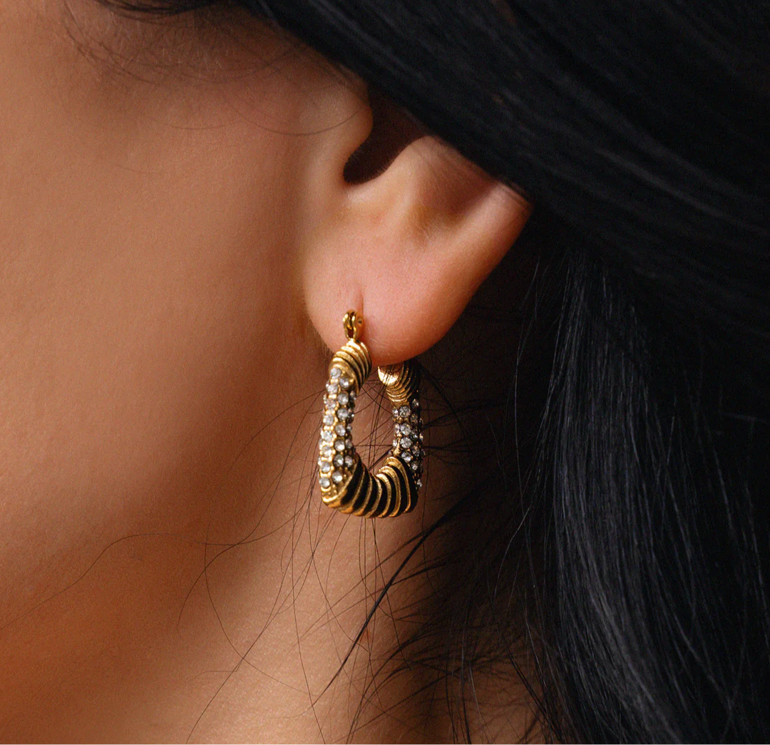 Embellished Gold Hoop Earrings