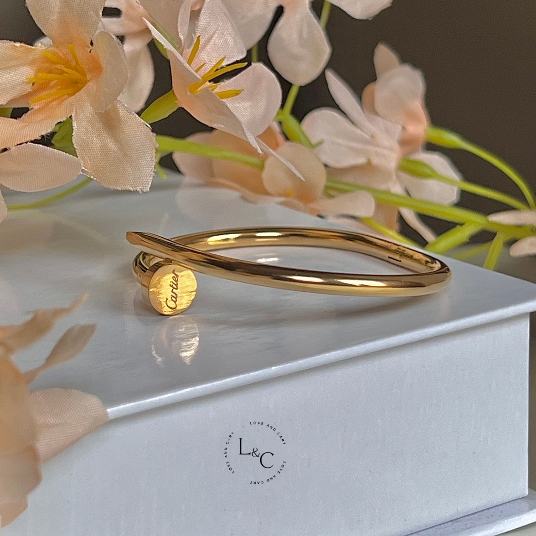 Cartier Inspired 18k Gold Nail Bangle